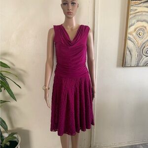 Adrianna Papell Fuchsia Sleeveless Midi Dress
